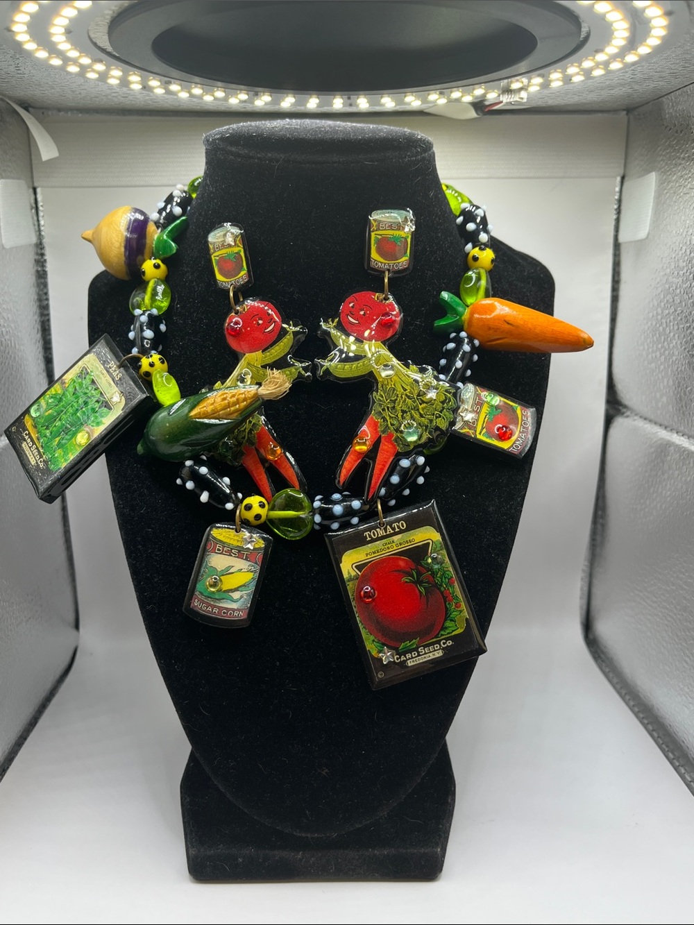 Designs From The Deep Vegetable Charm Necklace & Clip On Earrings
